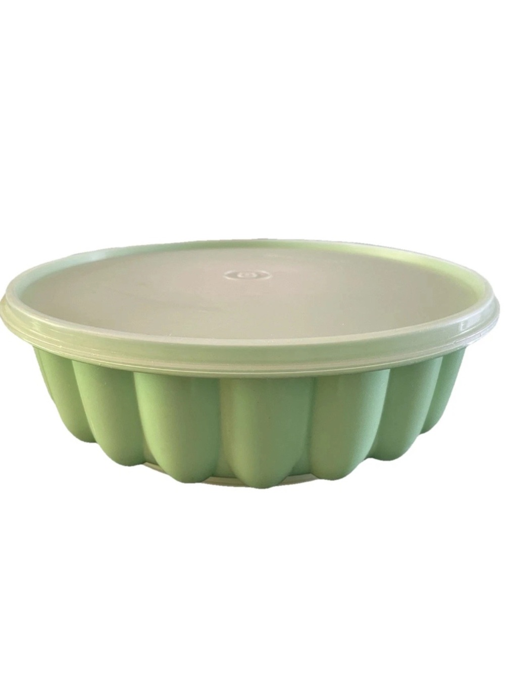 VTG TUPPERWARE 3-PC MINT GREEN JELLO MOLD ICE RING 1201-9 WITH LID